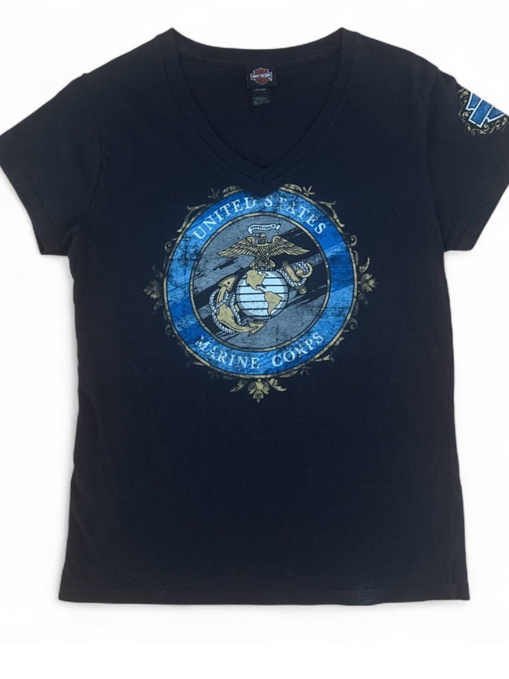 Women’s Harley Davidson United States Marine Corps V Neck T-Shirt size M